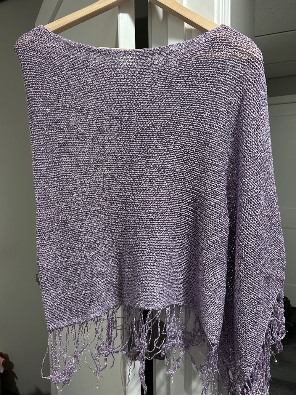 Light Purple Fringe Knit Sweater - Unbranded